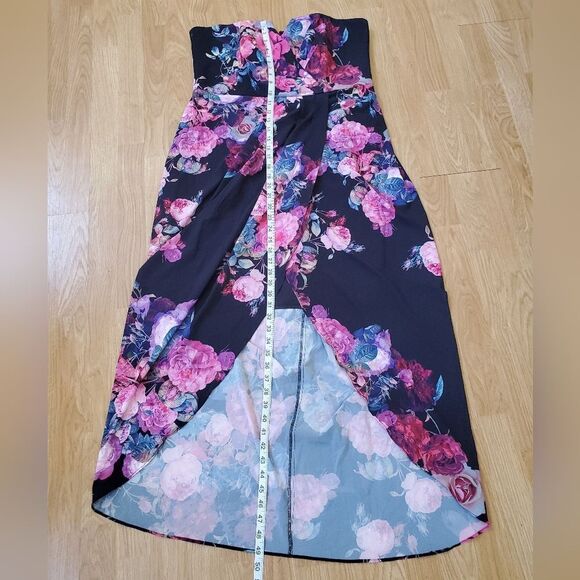City Chic 'Romantic Rose' Floral Strapless Maxi Dress - size 14 in Black/Pink - Picture 10 of 13